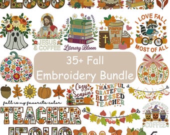 Diseño de bordado de otoño, Esta es la temporada de bordado de otoño, Bordado de calabaza, Bordado de otoño, Café, Diseño de bordado a máquina