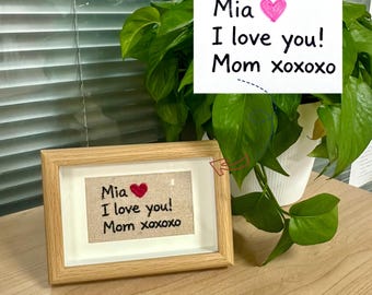Custom Embroidered Handwriting Frame Message Board, Personalized Mother's Day,Father's Day,Valentine Gift,Personalized Heirloom,Linen Art