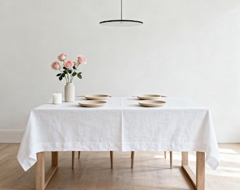 Natural Linen Tablecloth,Custom Size Rectangle Square Round Table Cloth,Handmade Dining Kitchen Tablecloth,Gift for Her,Hygge Christmas Gift