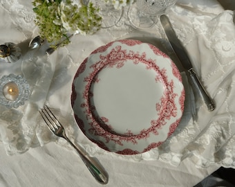 Red Floral Transferware Plate: Collingwood Bros. English Ironstone Display Plate