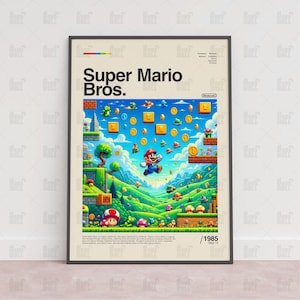 Super Mario Bros Poster, Spielzimmer Poster, Gaming Wandposter, Gaming Print Poster, Spiel Geschenk, Videospiele Poster, Gaming Wandkunst