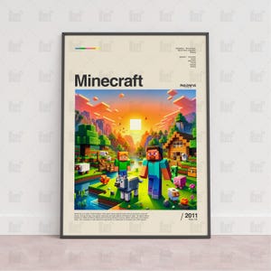Póster de Minecraft, póster para sala de juegos, póster de pared de juegos, póster impreso de juegos, regalo de juegos, póster de videojuegos, arte mural de juegos, juego personalizado
