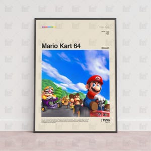Mario Kart 64 Poster, Gaming Room Poster, Gaming Wandposter, Gaming Print Poster, Spiel Geschenk, Videospiele Poster, Gaming Wandkunst, Mario