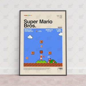 Super Mario Bros Poster, Spielzimmer Poster, Gaming Wandposter, Gaming Print Poster, Spiel Geschenk, Videospiele Poster, Gaming Wandkunst