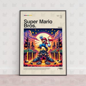 Super Mario Bros Poster, Spielzimmer Poster, Gaming Wandposter, Gaming Print Poster, Spiel Geschenk, Videospiele Poster, Gaming Wandkunst