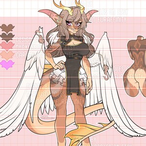 Angelic Eastern Dragoness Adopt Adopts Adoptable Adoptables Adoption Adoptions Furries OC Fursona Sona NO AI Ref Reference Sheet Girl Female