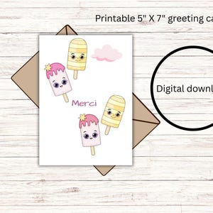 Thank you card - merci - french candy theme