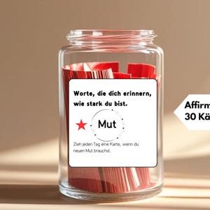 Gift in a Jar to Print | Affirmations German PDF | 30 Encouraging Sayings for Self-Love, Motivation, Mindfulness | Gift Idea
