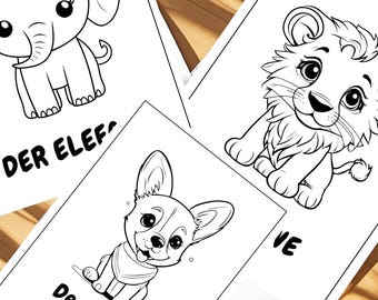 Niedliche Tiere Malbuch DIN A4 – 50 Tiermotive Zum Ausmalen Für Kinder, Fördert Kreativität & Konzentration