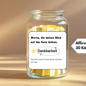 Gift in a Jar to Print | Affirmations German PDF | 30 Gratitude Sayings Self-Love Motivation Mindfulness | Gift Idea