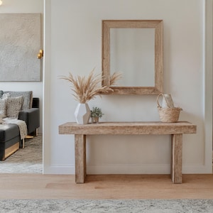 Rustic Wooden Console Table – Narrow Live Edge Entryway Hallway or Living Room Dresser – Handcrafted Custom Farmhouse Furniture Old Wood