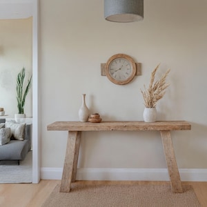 Rustic Wooden Console Table – Narrow Live Edge Entryway Hallway or Living Room Dresser – Handcrafted Custom Farmhouse Furniture Old Wood