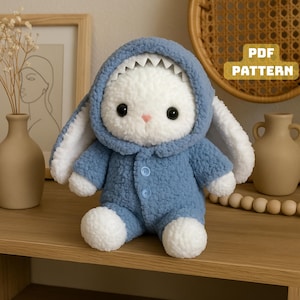 Crochet Pajama Bunny Pattern, 9 in 1 Bunny with Pajamas Outfits, Cute Stuffed Animal Crochet Toy, PDF Digital Download