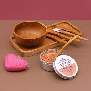 Handmade Teak Wood Spa Clay  Wax Application Set  Natural Wooden Bowl Plate & Spatulas  Facial  Body Mask Tools Gift-Ready Skincare Kit