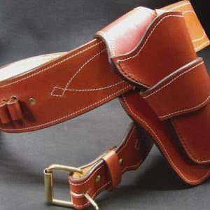 thumbnail image 2 of Gun Holster Belt Modestone 44/45 Left Handed Western Leather Holster Gun Belt Belt Holster 2 of 9
