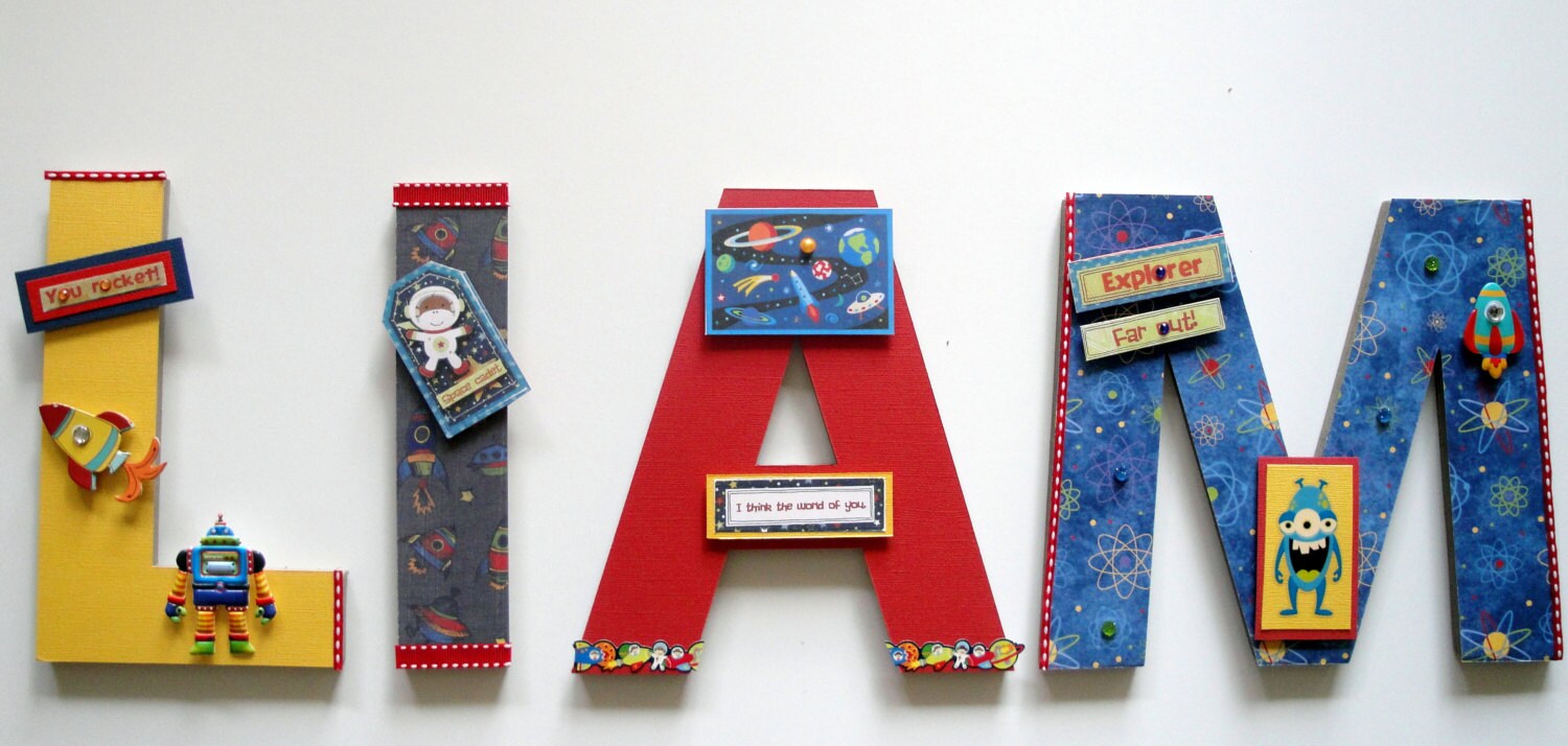 Outer Space Solar System Custom Wall Letters Celestial Etsy