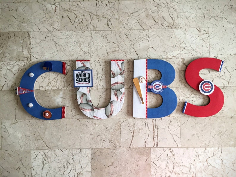 Chicago Cubs Baseball Wall Letters Man Cave Room Decor