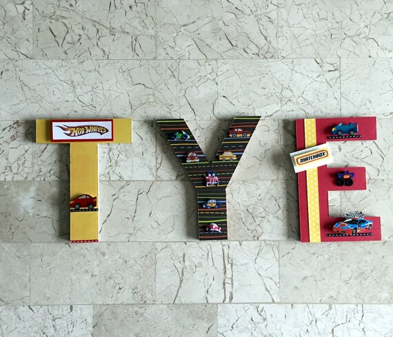 Hot Wheels Matchbox Cars 3d Custom Wall Letters Boys Room Decor Wall Art Hot Wheels Match Box Playroom Decor Personalized Gift