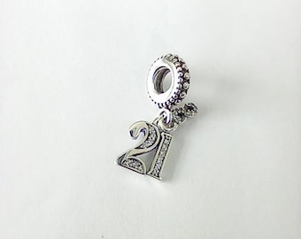 Pandora Celebration Charm 925 Ale Anniversary Birthday 21st