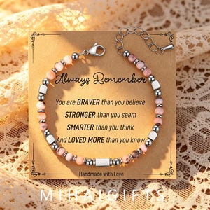 Pink Zebra Turquoise Bracelet 4mm, Couple Matching Bracelets, Natural Stone & Stainless Steel Inspirational Jewelry
