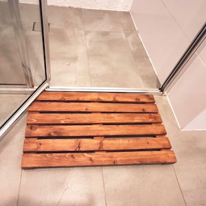 Handmade wooden - shower bathroom -  bath mat, non slip,water resistant, bathroom decor