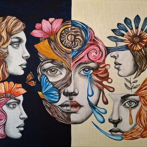 PAINTING, ART , PORTRAIT , acrylic paint , original , handmade