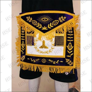 NEW Masonic Hand Embroidered Masonic Senior Wardan APRON PURPLE