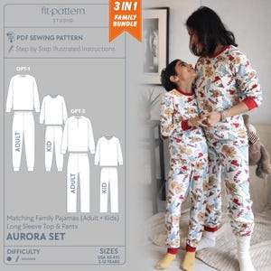 Aurora Family Pajama Sewing Pattern – Matching Lounge Set (PDF Pattern)