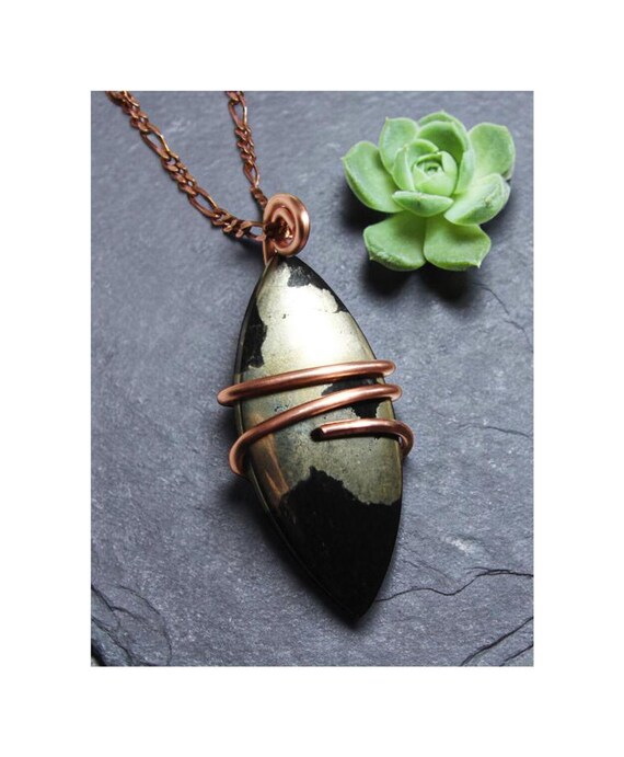 Healer's Gold Apache Gold Worry Stone Pendant - Reiki Infused - Pyrite Magnetite Chalcopyrite - Arizona Alchemy Grounding Crystal #60-61