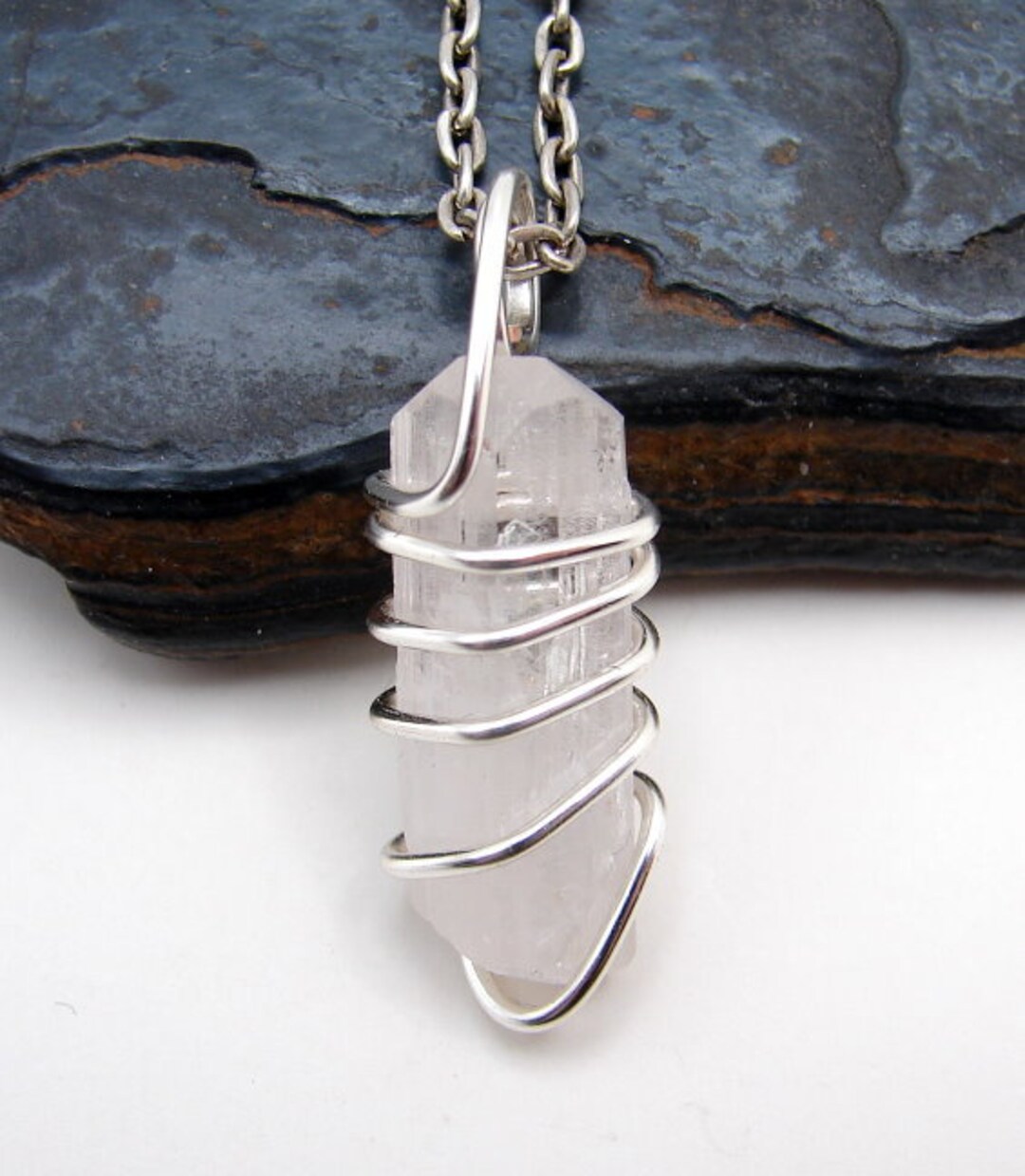 Danburite Pendant, Real Crystals, Lemurian Rough Spiritual Gemstone