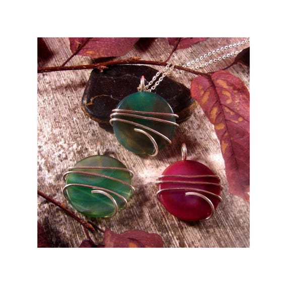 Protectivew Vibrant Colorful Agate Slice Pendant Necklace Talisman Sterling Silver #25-27