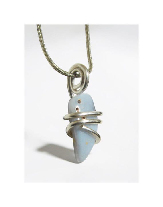 Genuine Ellensburg True Blue Agate Pendant Sterling Silver #180/Real Crystals/Chalcedony/Rare as Diamonds/Third Eye/Washington State