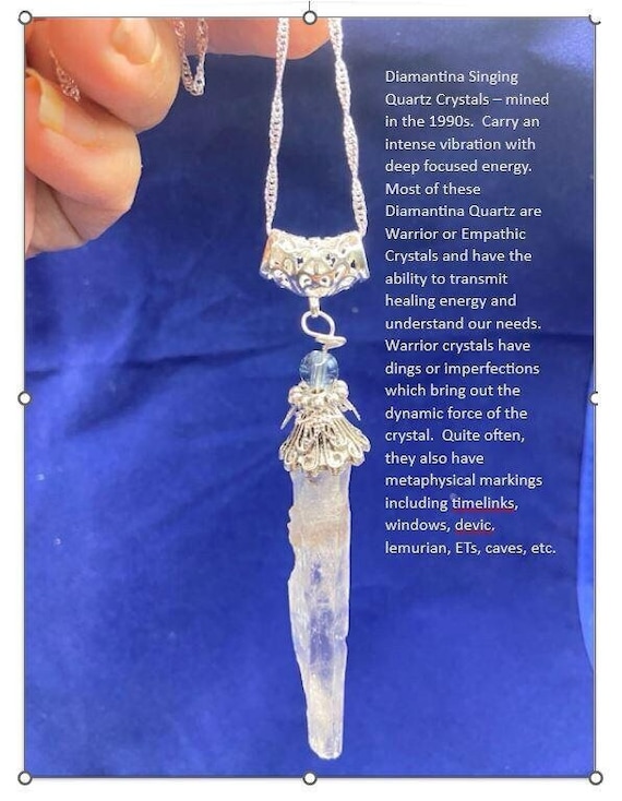 Real Crystals Lemurian Seed Pendant, Empathic Warrior Crystal, Raw Crystal, Supernatural Divine Feminine, Crystal Diamantina Necklace ESP
