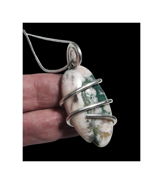 Spirit of Sakura Pendant Natural Agate Bereavement Gift | Necklace 925 Sterling Silver Healing Inner Harmony Soothe Emotional Loss #1