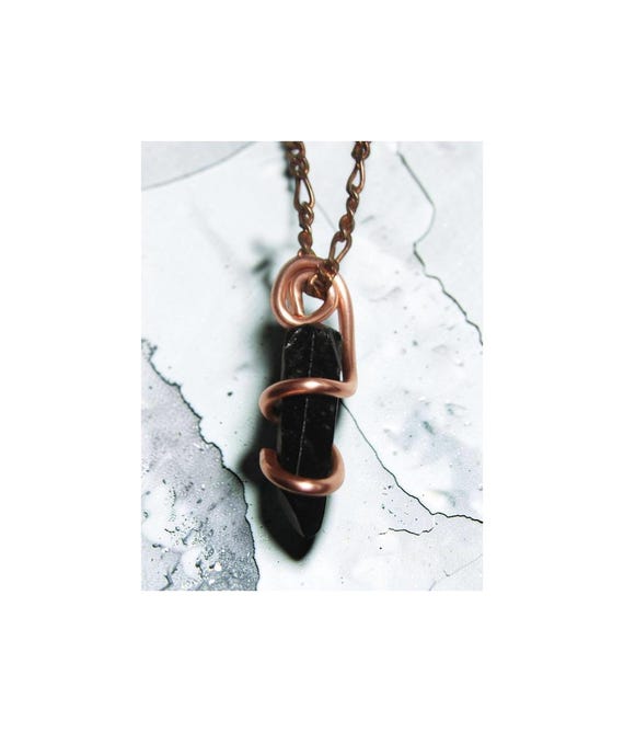 TITANIUM BLACK Lemurian Seed Quartz Crystal Quartz Pendant Copper #70-72