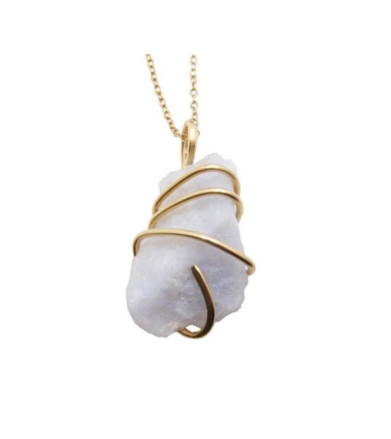 Beautiful Blue Chalcedony Agate Pendant Merlin's Gold #100-103