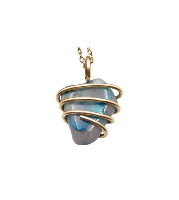 South African Ajoite Pendant in Quartz Chrysocolla Shattuckite Real Crystal Jewelry WOW Yoga Jewelry for Women Men Synergy Sedona 1