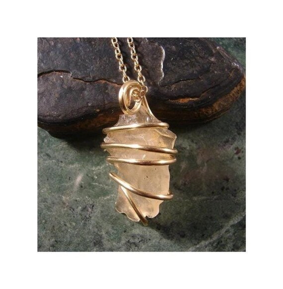 Translucent! Libyan Desert Glass! Meteorite Merlin's Gold Pendant #300-306