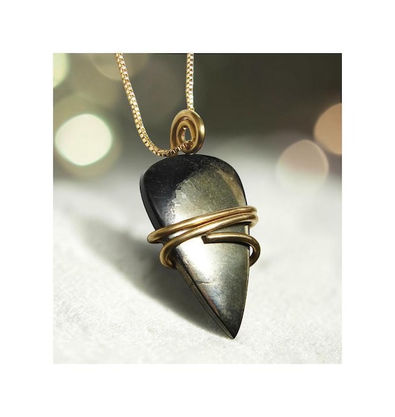 Healer's Gold Apache Gold Worry Stone Pendant - Reiki Infused - Pyrite Magnetite Chalcopyrite - Arizona Alchemy Grounding Crystal #50-52