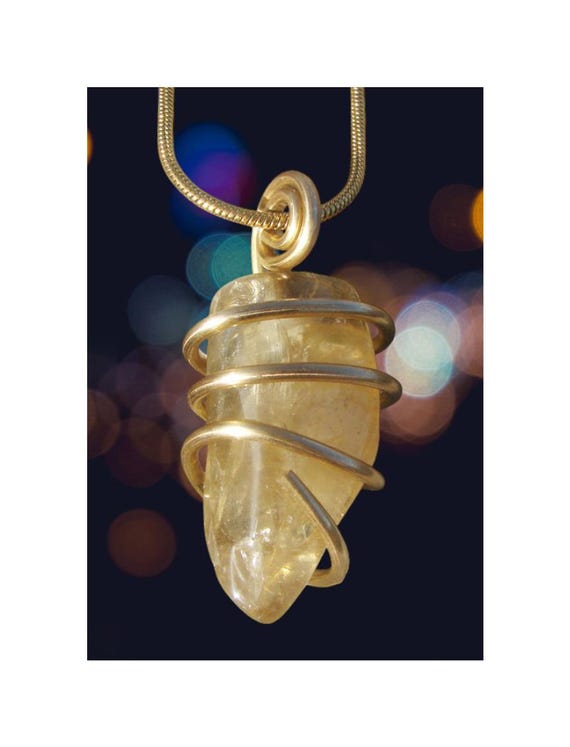 Kundalini African Congo Citrine Lemurian Pendant, Genuine South Africa Lwena Quartz, Acquire Wealth Cleanse Aura, Energy Crystal #310-313