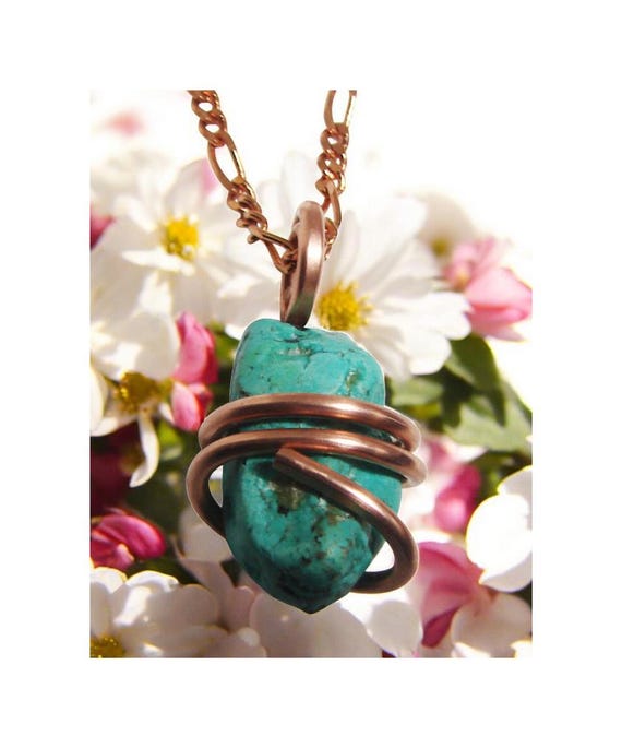 Gorgeous Hand Forged Natural Blue Turquoise Pendant Copper #120-123