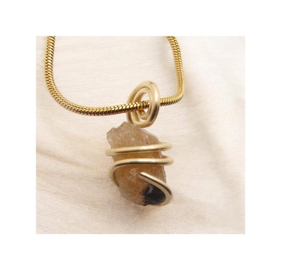 Kundalini Citrine Crystal Pendant, Untreated Natural Quartz, Congo Raw Citrine, Necklace Rough #100 Metaphysical Pendant