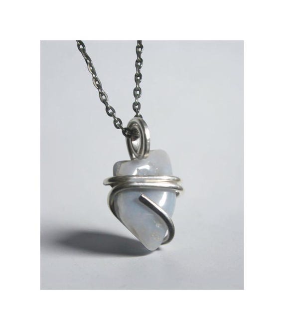Genuine Ellensburg True Blue Agate Pendant Sterling Silver #200-201/Real Crystals/Chalcedony/Rare as Diamonds/Third Eye/Washington State