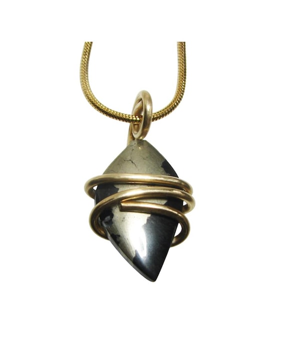 Healer's Gold Apache Gold Worry Stone Pendant - Reiki Infused - Pyrite Magnetite Chalcopyrite - Arizona Alchemy Grounding Crystal #20-22