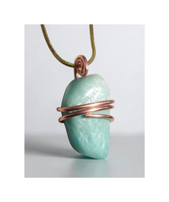 Russian Amazonite Soviet Union Russian Jewelry Pendant Set In Copper Unique Crystal Charm Pendant #60-62
