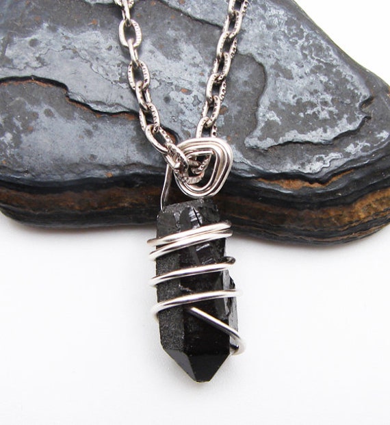 TITANIUM BLACK Lemurian Seed Quartz Crystal Quartz Pendant Sterling Copper #30-32