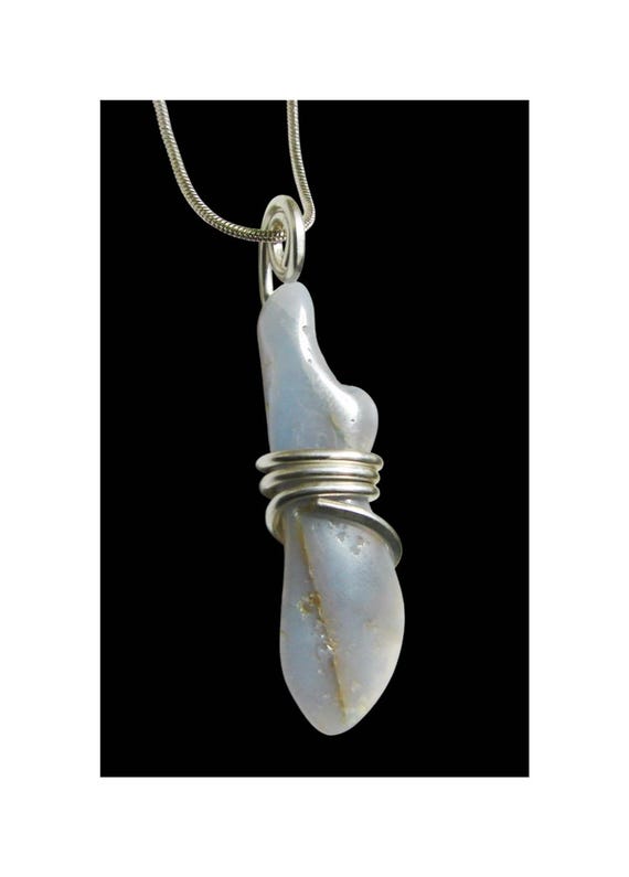 Genuine Ellensburg True Blue Agate Pendant Sterling Silver #100 /Real Crystals / Chalcedony /Rare as Diamonds / Third Eye / Washington State