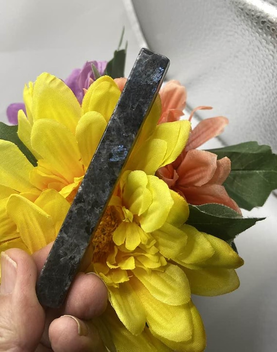 Aurora Blue Opal Azul Moonstone Healing Wand 4 Long Psychic Worry Stone Real Raw Crystals Amulet Pagan Talisman Blue Pearl Esoteric