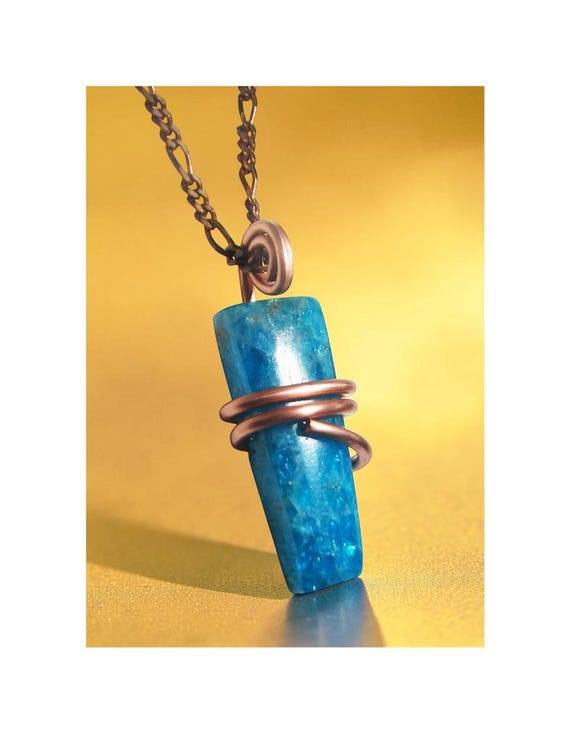 Real Crystals Manifestation Jewelry Blue Apatite Pendant Third Eye Chakra Amulet Meditation Stone #10-14