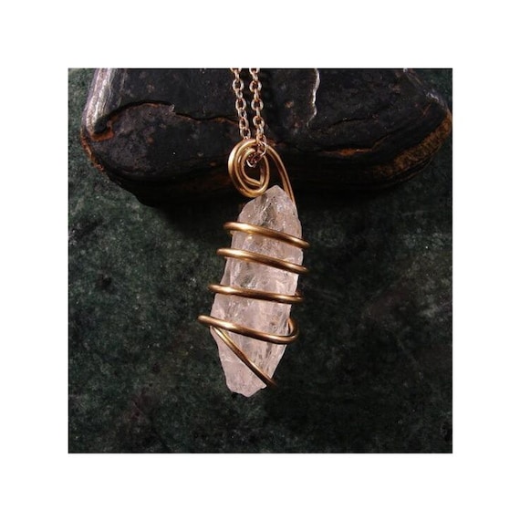 Rare Satyaloka Quartz Pendant Merlin's Gold Bronze India #100-108